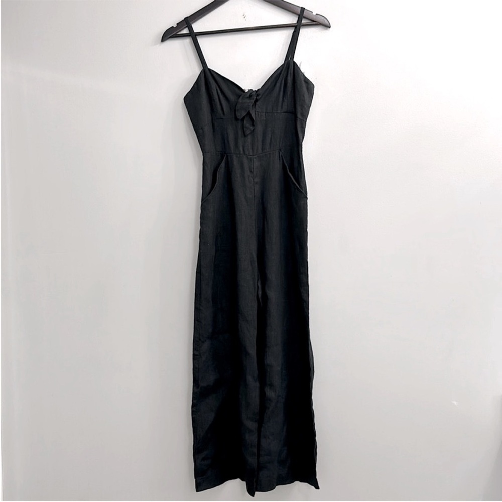 Reformation Linen Jumpsuit Sweetheart Neckline with Center Bow Size 4
